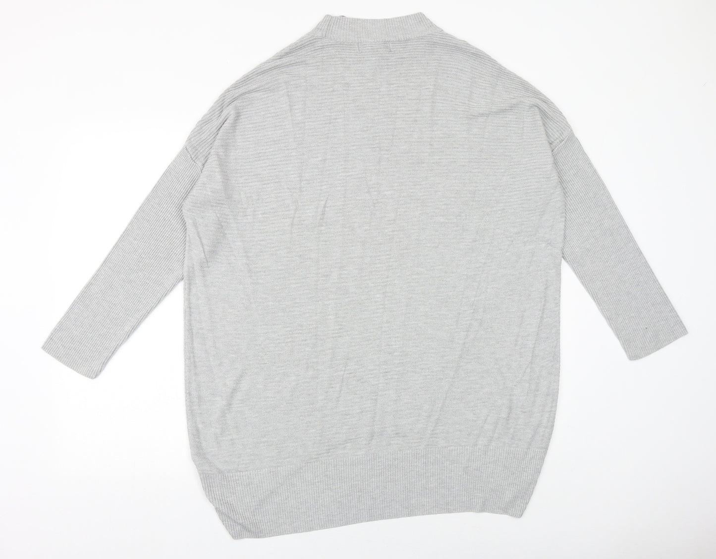 Primark Womens Grey Mock Neck Acrylic Pullover Jumper Size M