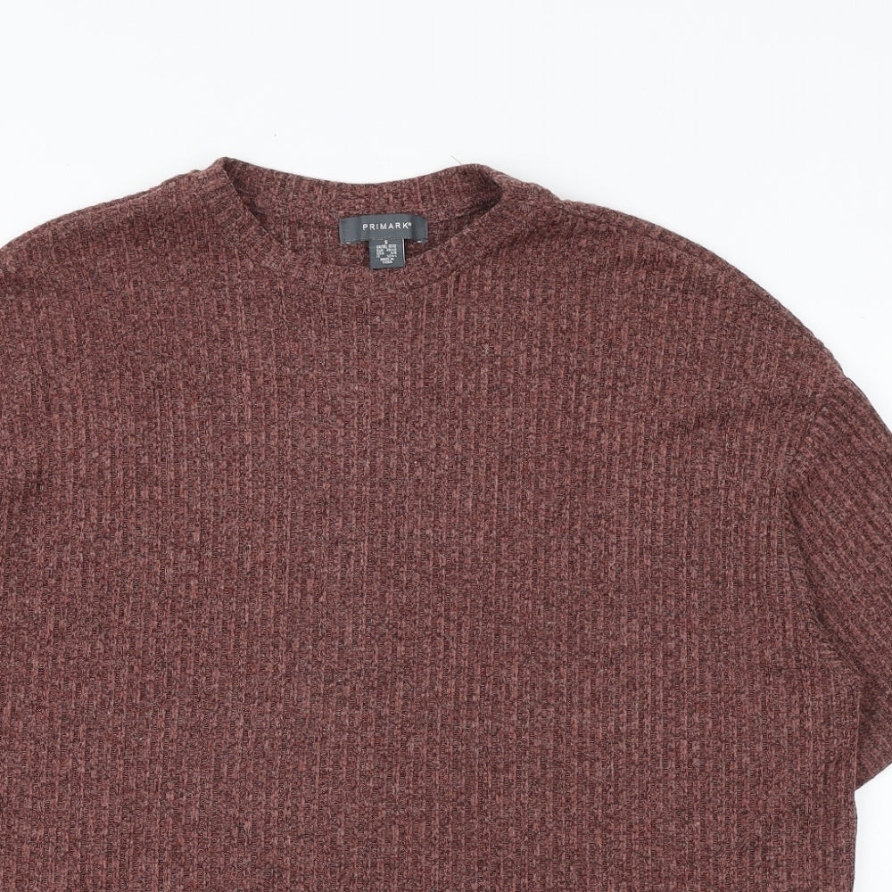 Primark Womens Red Viscose Basic T-Shirt Size S Round Neck