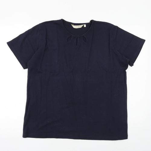 EWM Womens Blue 100% Cotton Basic T-Shirt Size XL Scoop Neck