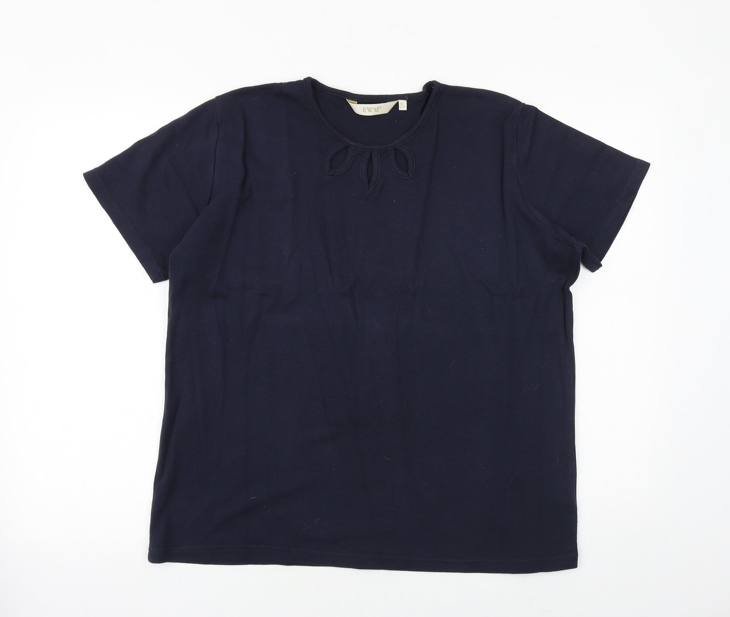 EWM Womens Blue 100% Cotton Basic T-Shirt Size XL Scoop Neck