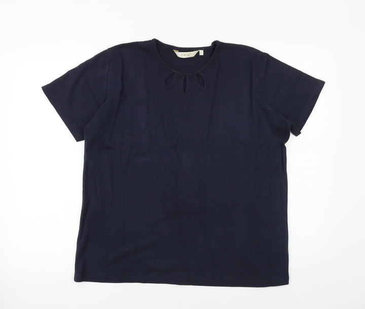 EWM Womens Blue 100% Cotton Basic T-Shirt Size XL Scoop Neck