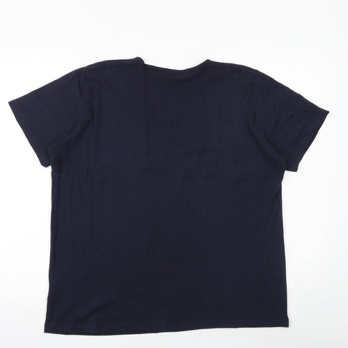 EWM Womens Blue 100% Cotton Basic T-Shirt Size XL Scoop Neck