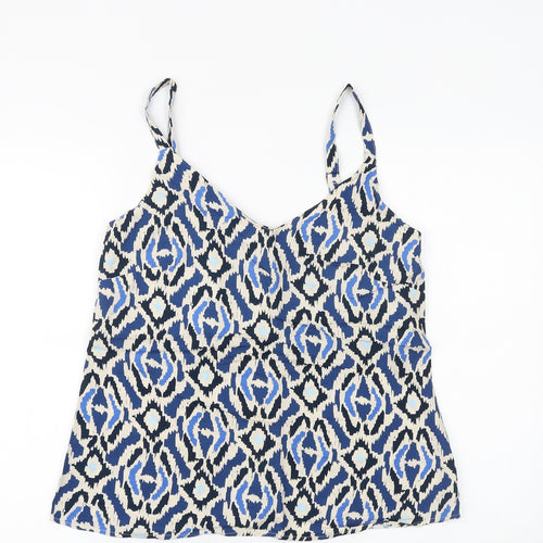 F&F Womens Blue Geometric Viscose Camisole Tank Size 8 V-Neck