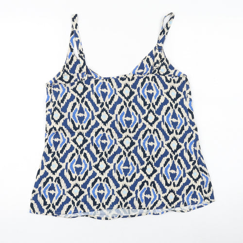 F&F Womens Blue Geometric Viscose Camisole Tank Size 8 V-Neck