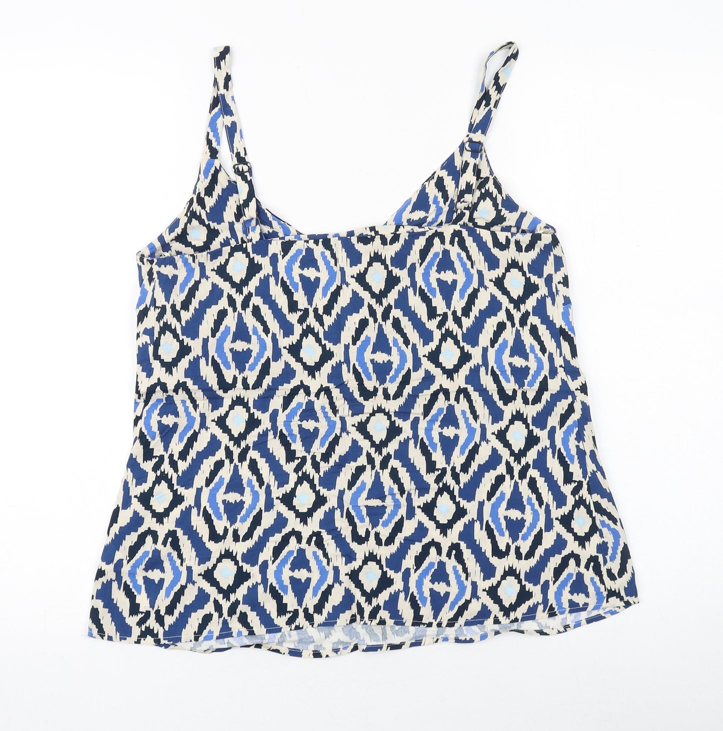 F&F Womens Blue Geometric Viscose Camisole Tank Size 8 V-Neck