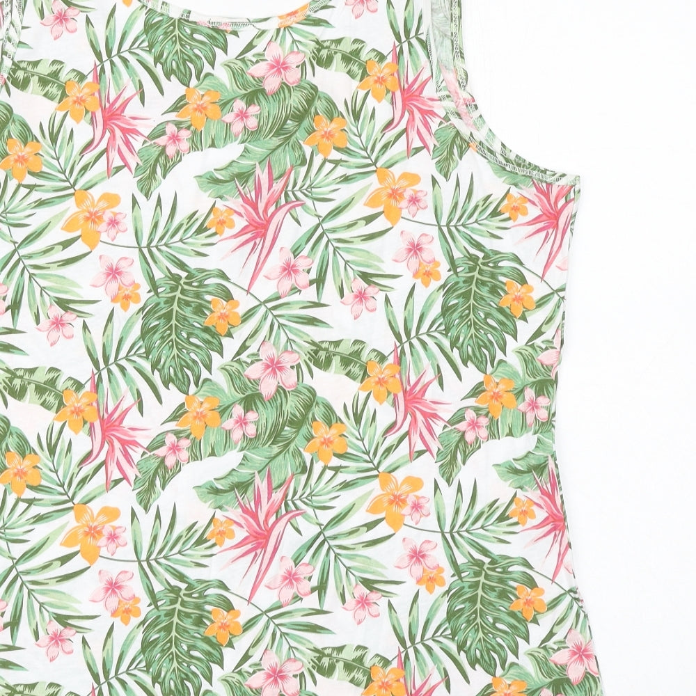 PEP&CO Womens Multicoloured Floral 100% Cotton Basic Tank Size XL Scoop Neck