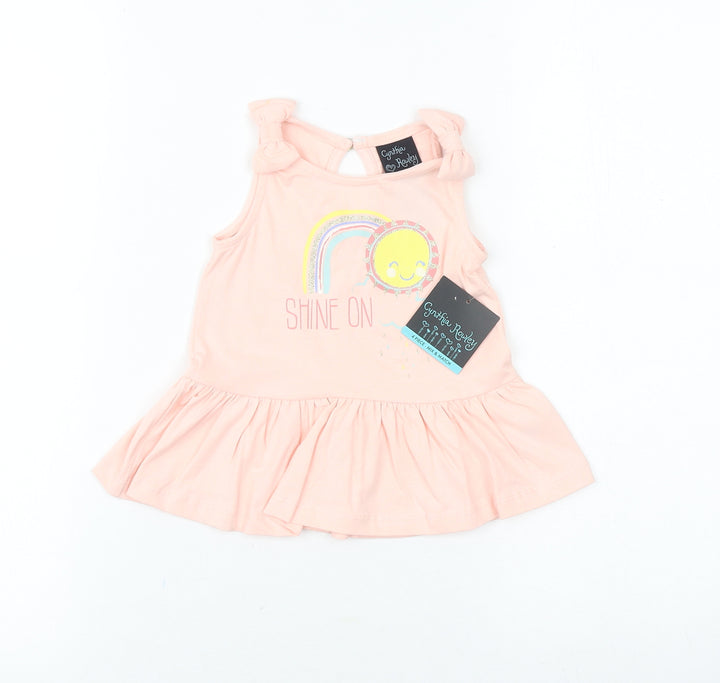 Cynthia Rowley Baby Pink 100% Cotton A-Line Size 12 Months Round Neck Pullover - Shine On Rainbow