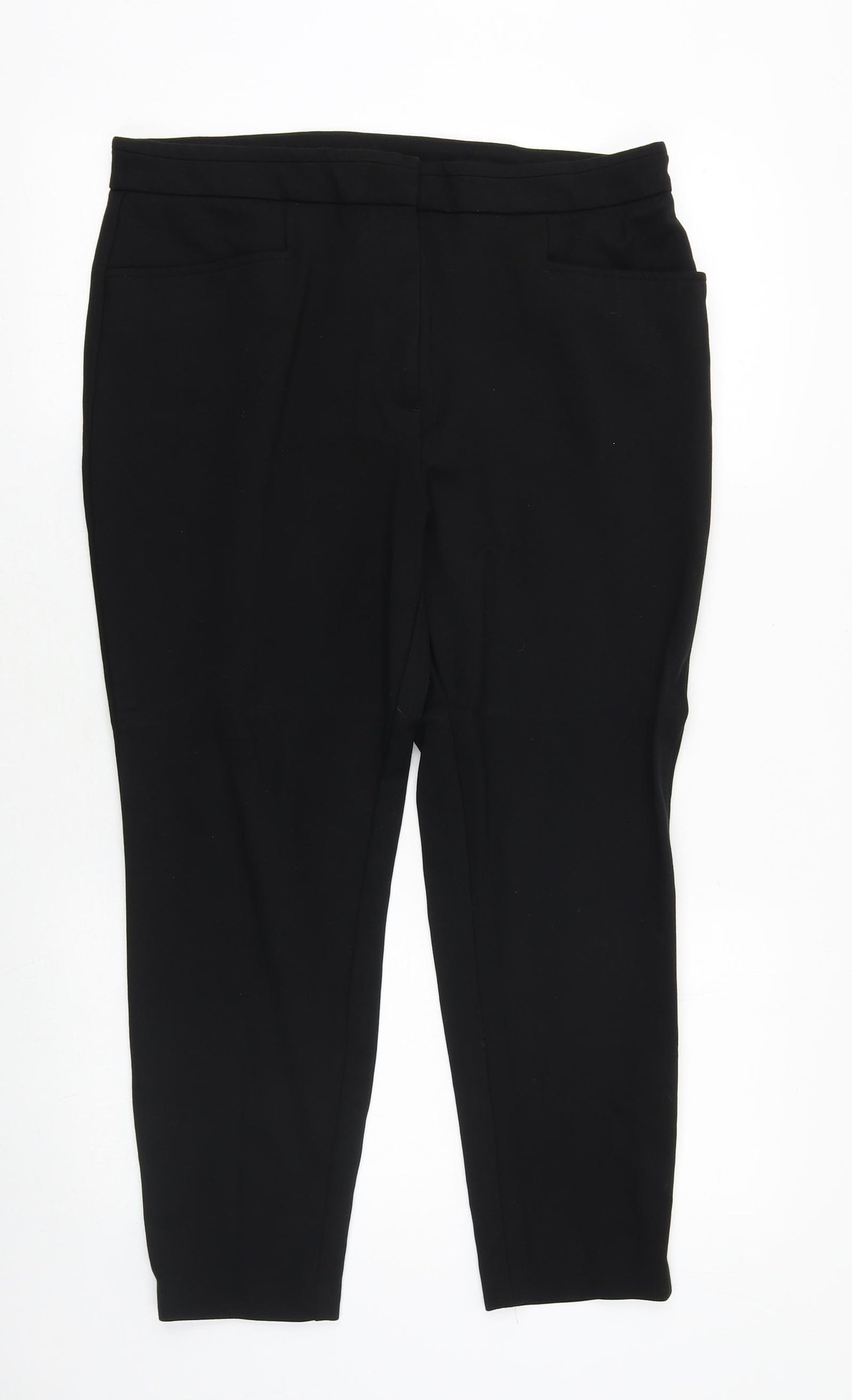 Soon Womens Black Viscose Trousers Size 16 Regular Zip