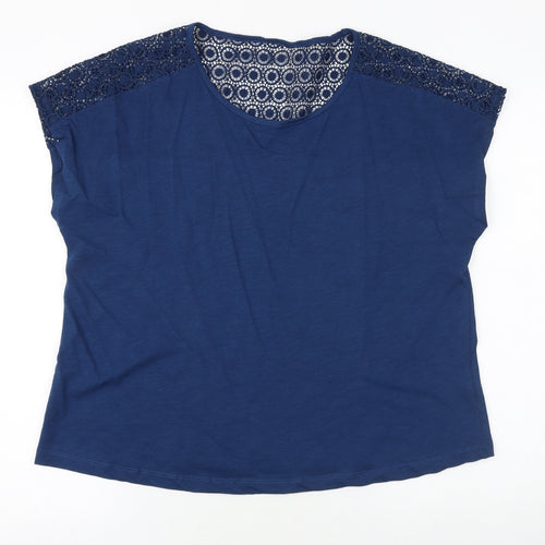 Avenue Womens Brown 100% Cotton Basic T-Shirt Size 16 Scoop Neck - Crochet Back Detail