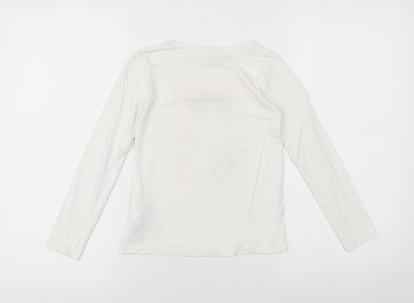 H&M Girls White Cotton Basic T-Shirt Size 6-7 Years Round Neck Pullover - Tres Bon Cat