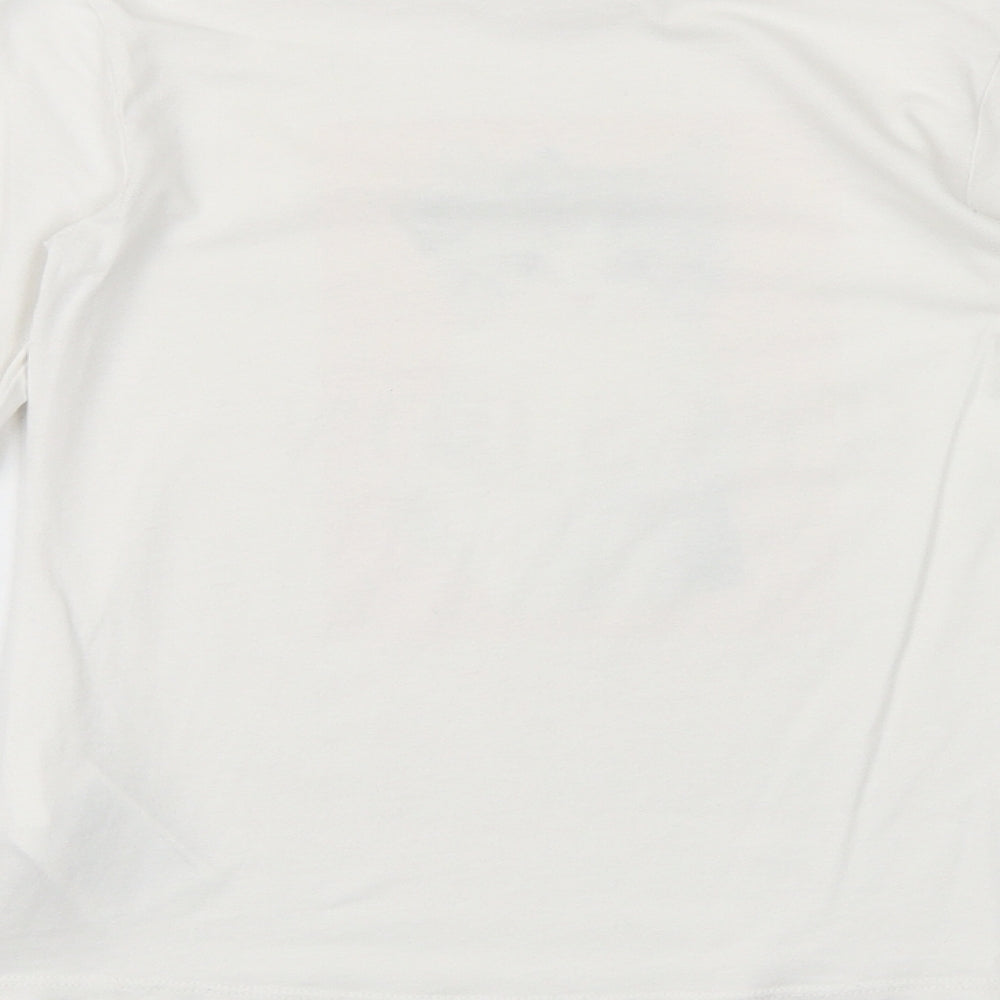 H&M Girls White Cotton Basic T-Shirt Size 6-7 Years Round Neck Pullover - Tres Bon Cat