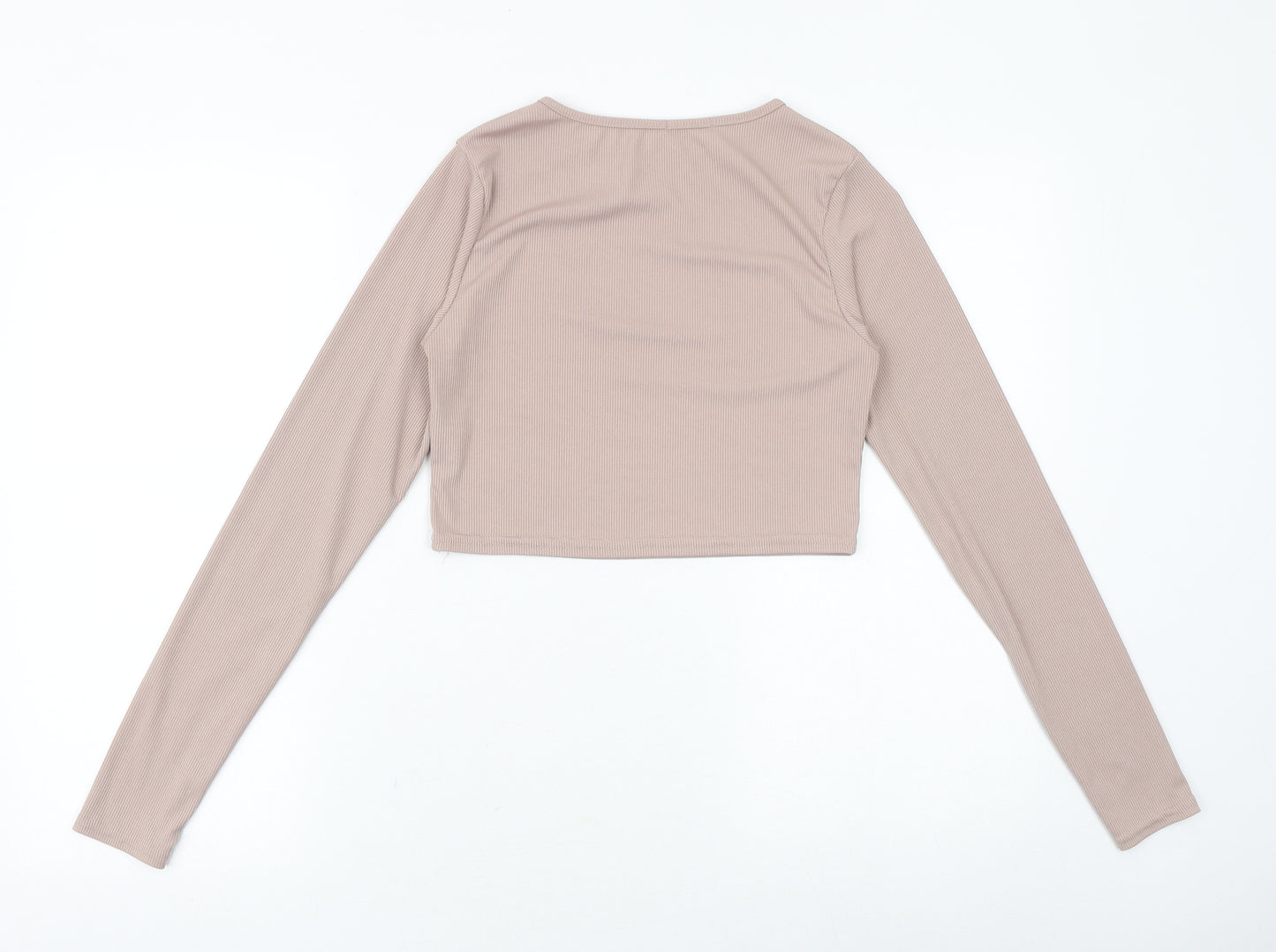 Nasty Gal Womens Pink Polyester Cropped Blouse Size M Boat Neck