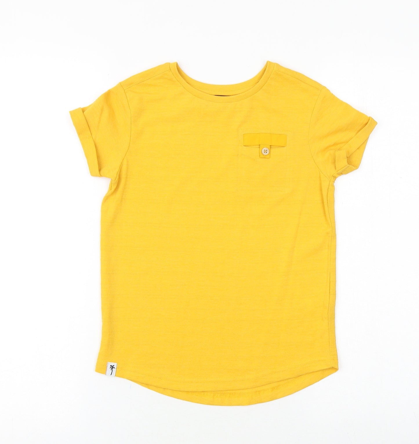 George Boys Yellow 100% Cotton Basic T-Shirt Size 6-7 Years Round Neck Pullover