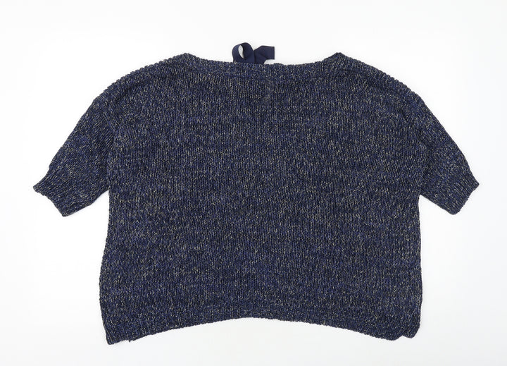 Phase Eight Womens Blue Round Neck Geometric Acrylic Pullover Jumper Size 10
