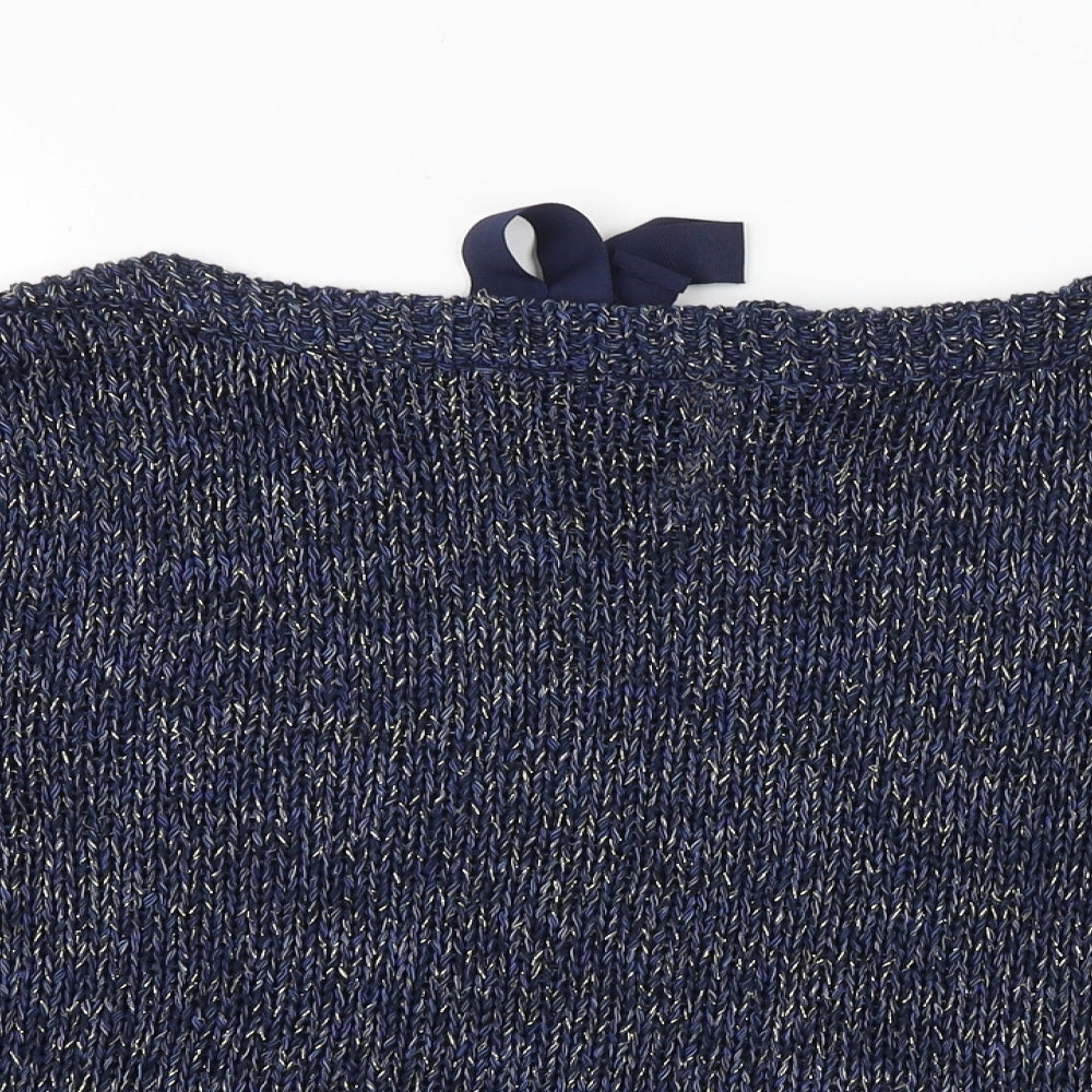 Phase Eight Womens Blue Round Neck Geometric Acrylic Pullover Jumper Size 10