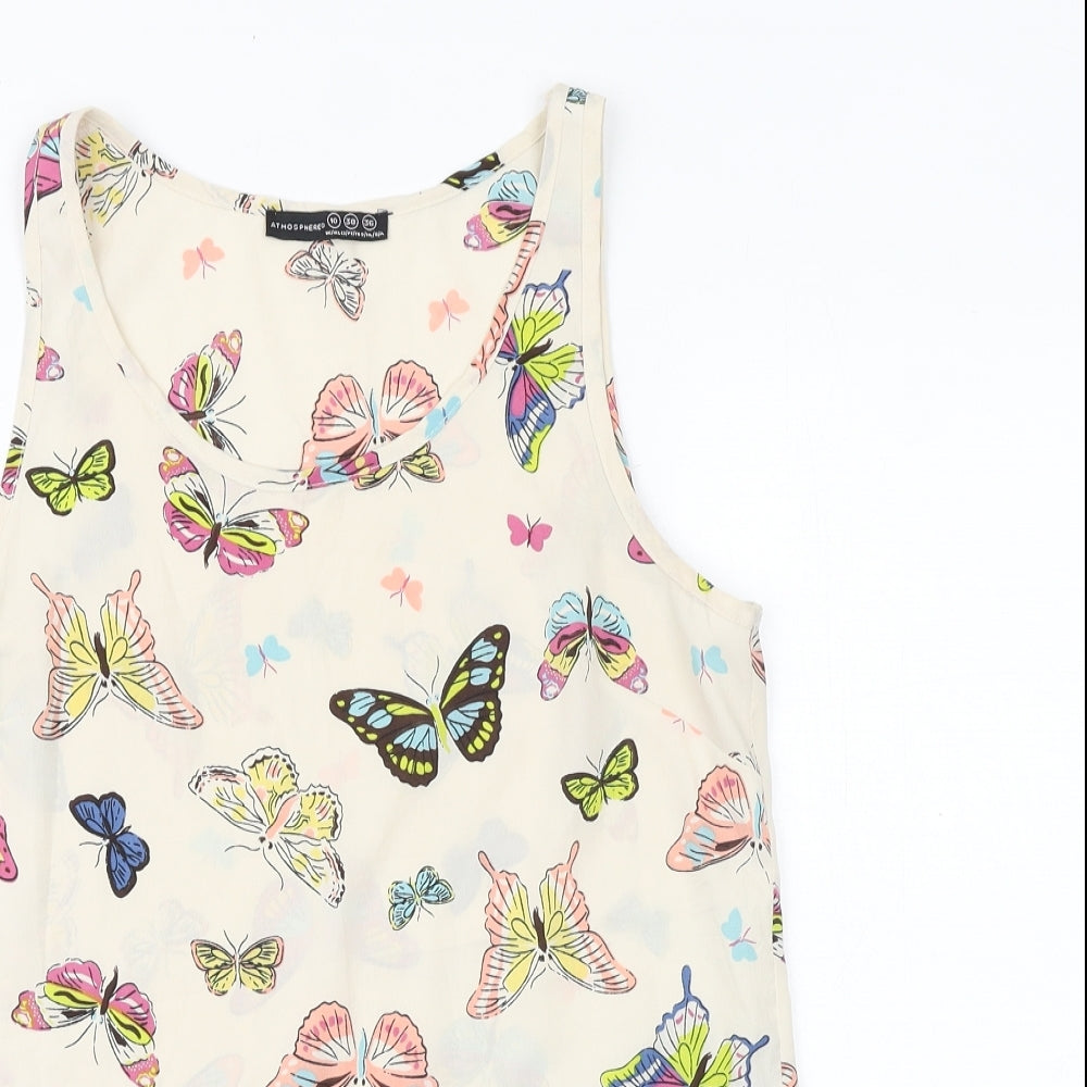 Primark Womens Beige Geometric Polyester Basic Tank Size 10 Scoop Neck - Butterfly