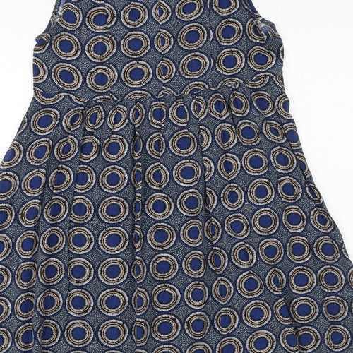 H&M Womens Blue Geometric Viscose A-Line Size 6 Scoop Neck Pullover