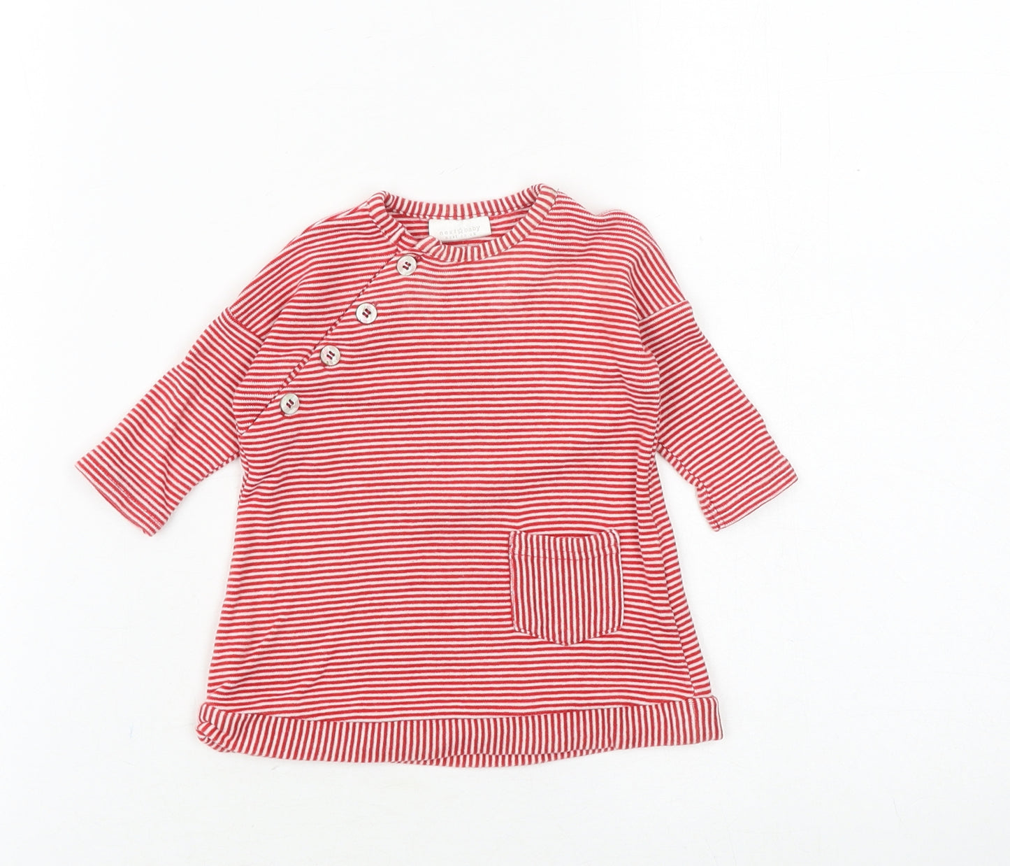 NEXT Baby Red Striped 100% Cotton Pullover T-Shirt Size 0-3 Months Round Neck Pullover