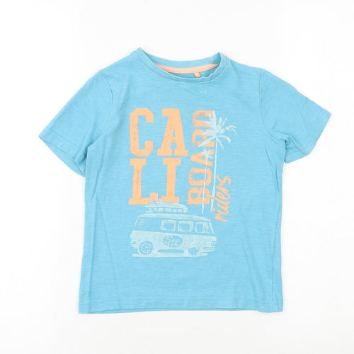 TU Boys Blue 100% Cotton Basic T-Shirt Size 4 Years Round Neck Pullover