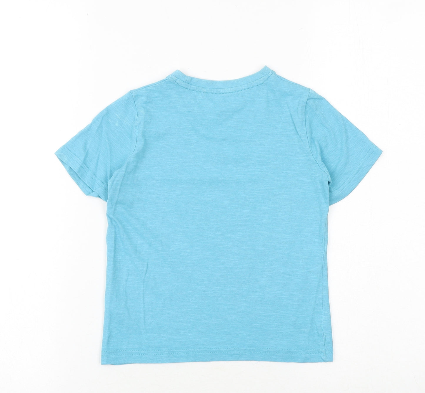 TU Boys Blue 100% Cotton Basic T-Shirt Size 4 Years Round Neck Pullover