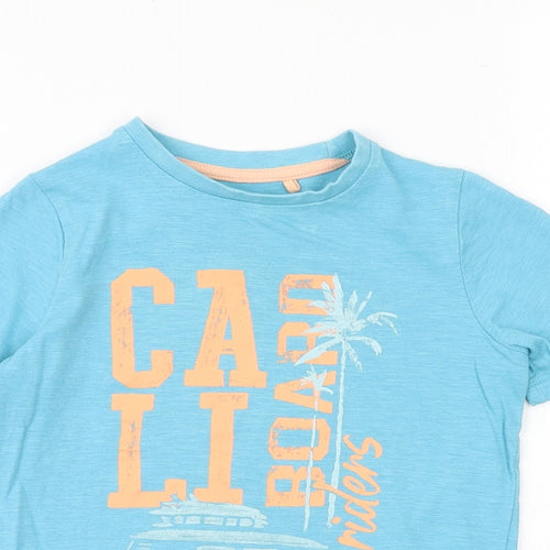 TU Boys Blue 100% Cotton Basic T-Shirt Size 4 Years Round Neck Pullover