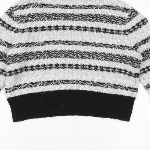 Topshop Womens Black Round Neck Fair Isle Acrylic Pullover Jumper Size 8