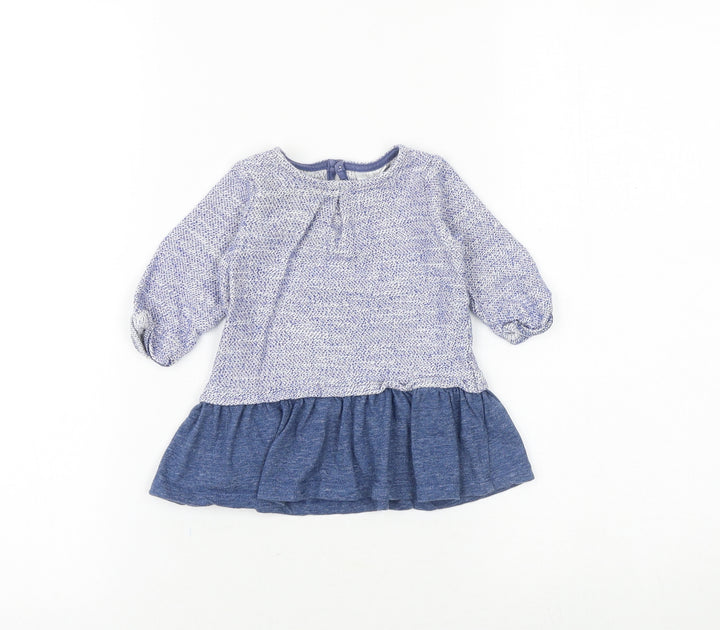 NEXT Baby Blue Cotton A-Line Size 0-3 Months Round Neck Button