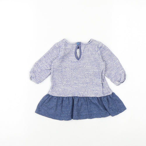 NEXT Baby Blue Cotton A-Line Size 0-3 Months Round Neck Button