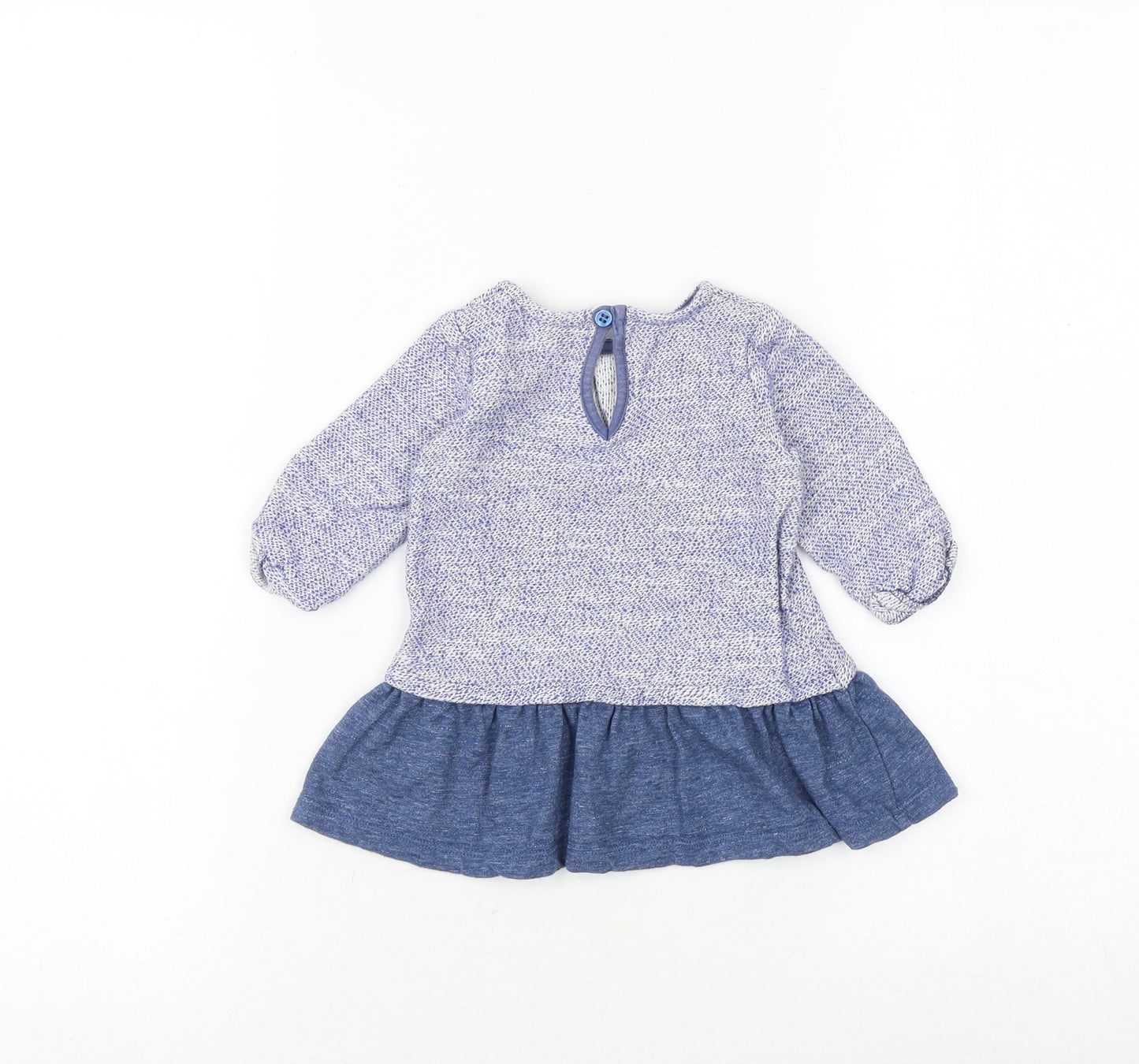 NEXT Baby Blue Cotton A-Line Size 0-3 Months Round Neck Button