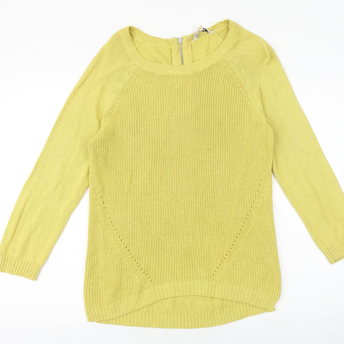 M&Co Womens Yellow Round Neck Acrylic Pullover Jumper Size 14