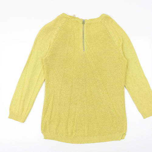 M&Co Womens Yellow Round Neck Acrylic Pullover Jumper Size 14