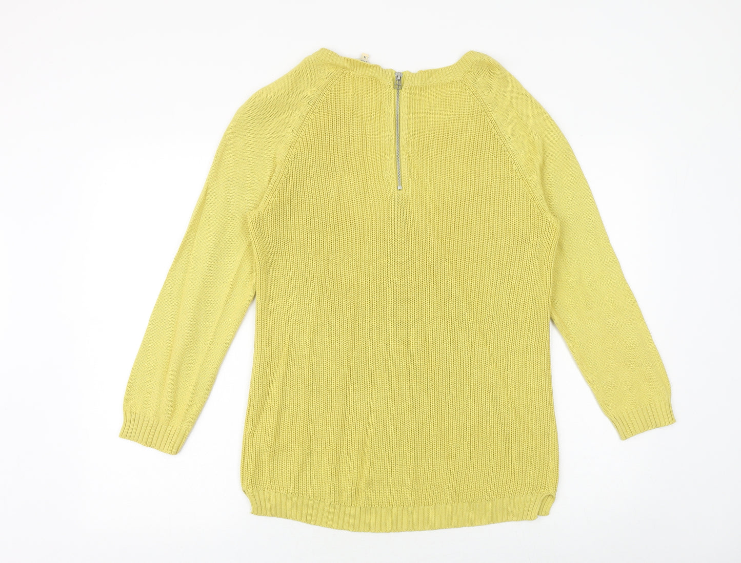 M&Co Womens Yellow Round Neck Acrylic Pullover Jumper Size 14