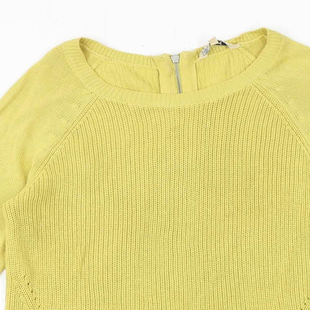 M&Co Womens Yellow Round Neck Acrylic Pullover Jumper Size 14