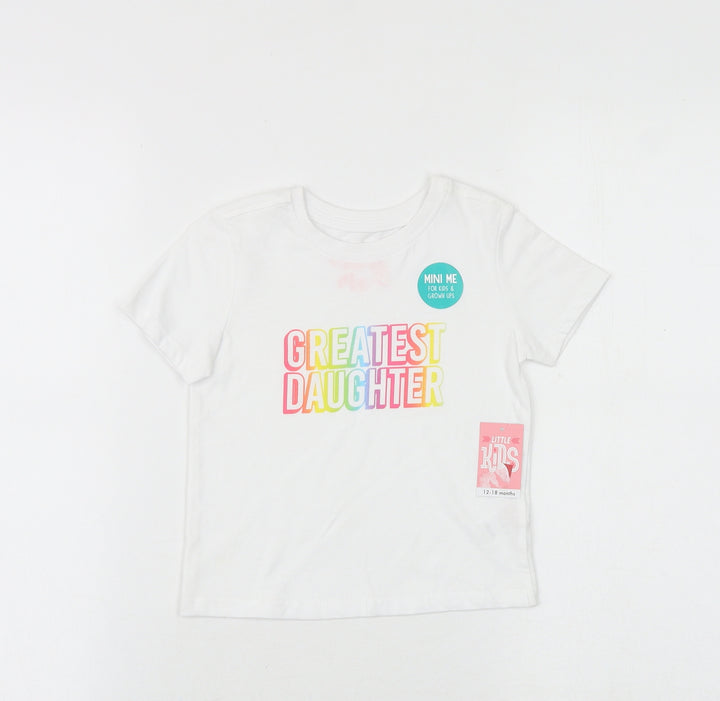Mini Me Baby White 100% Cotton Pullover T-Shirt Size 12-18 Months Round Neck Pullover - Greatest Daughter