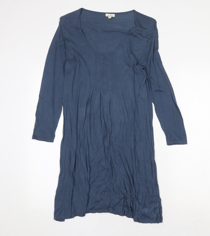 Adini Womens Blue Bamboo A-Line Size XS Scoop Neck Pullover