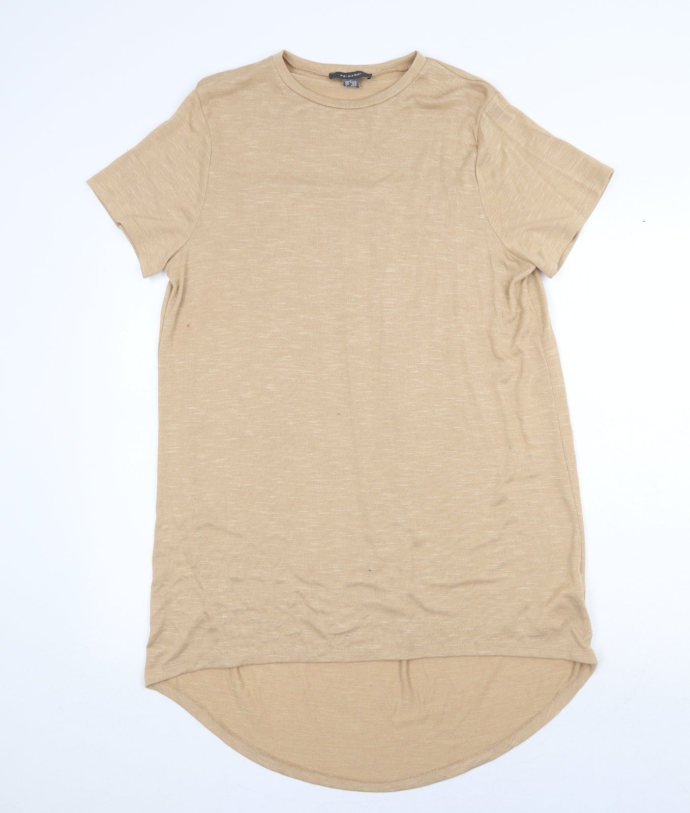 Primark Womens Beige Polyester T-Shirt Dress Size L Scoop Neck Pullover