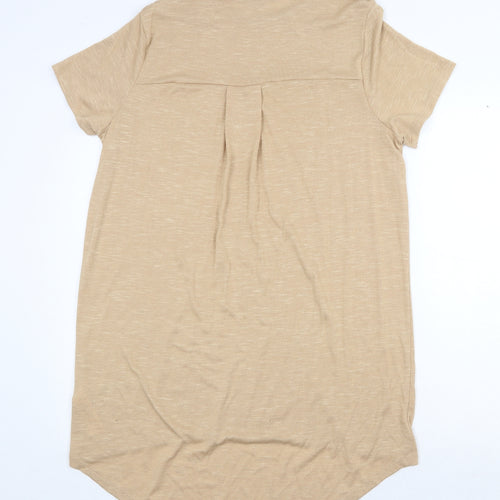 Primark Womens Beige Polyester T-Shirt Dress Size L Scoop Neck Pullover
