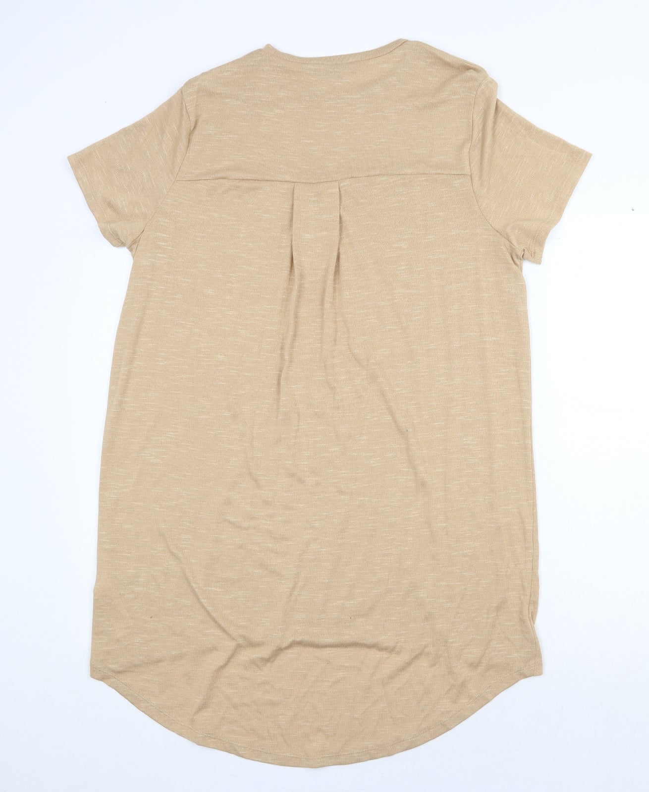 Primark Womens Beige Polyester T-Shirt Dress Size L Scoop Neck Pullover