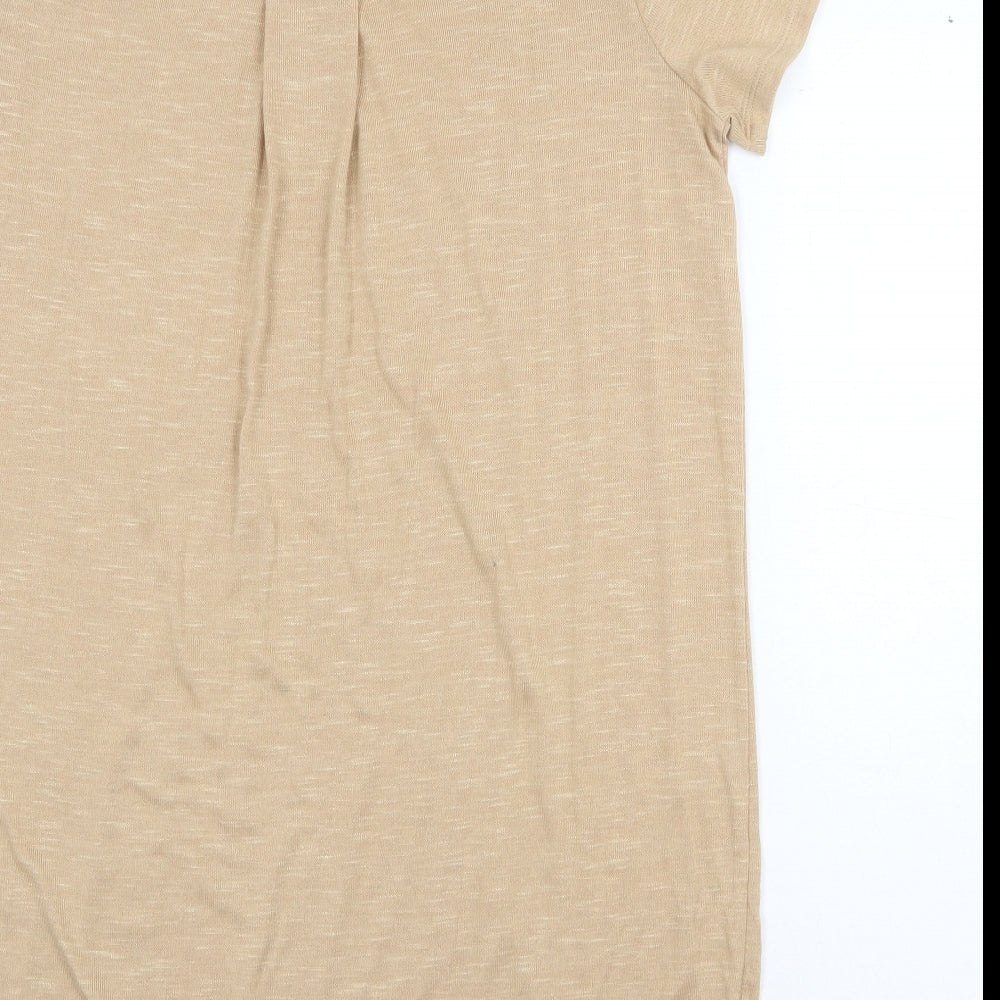 Primark Womens Beige Polyester T-Shirt Dress Size L Scoop Neck Pullover