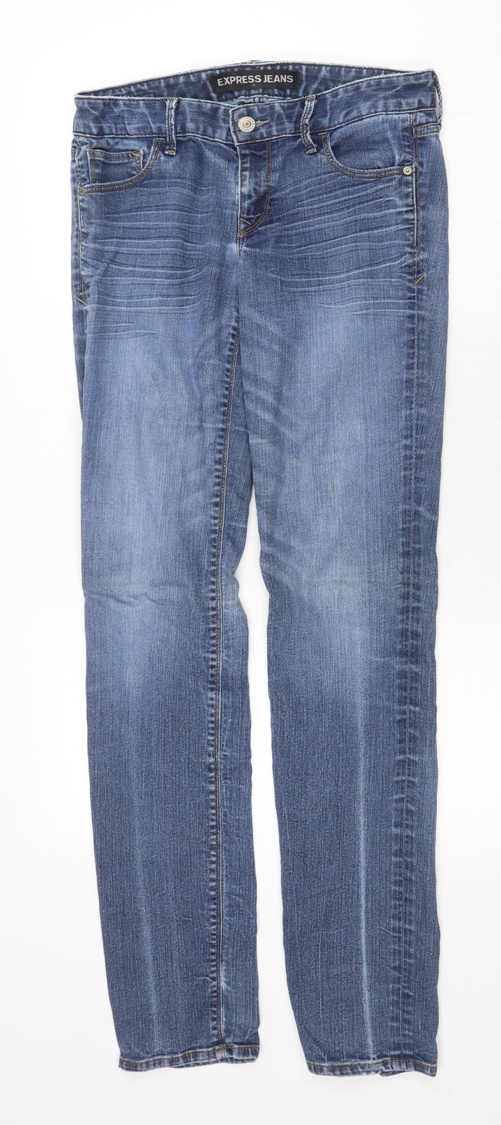 Express Jeans Womens Blue Cotton Straight Jeans Size 32 in Regular Zip
