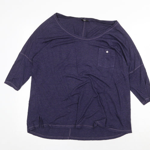 F&F Womens Blue Viscose Basic Blouse Size 10 Boat Neck