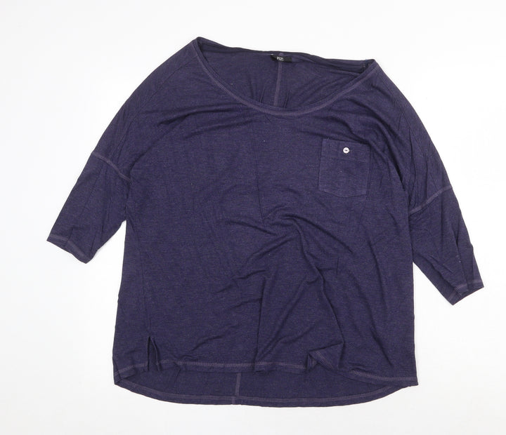 F&F Womens Blue Viscose Basic Blouse Size 10 Boat Neck