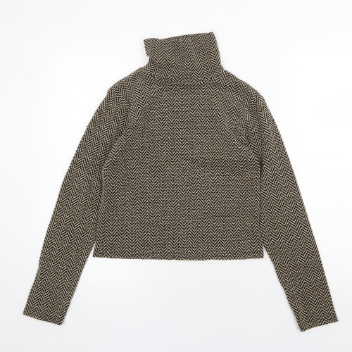 Cooperative Womens Gold Roll Neck Geometric Polyester Pullover Jumper Size XS
