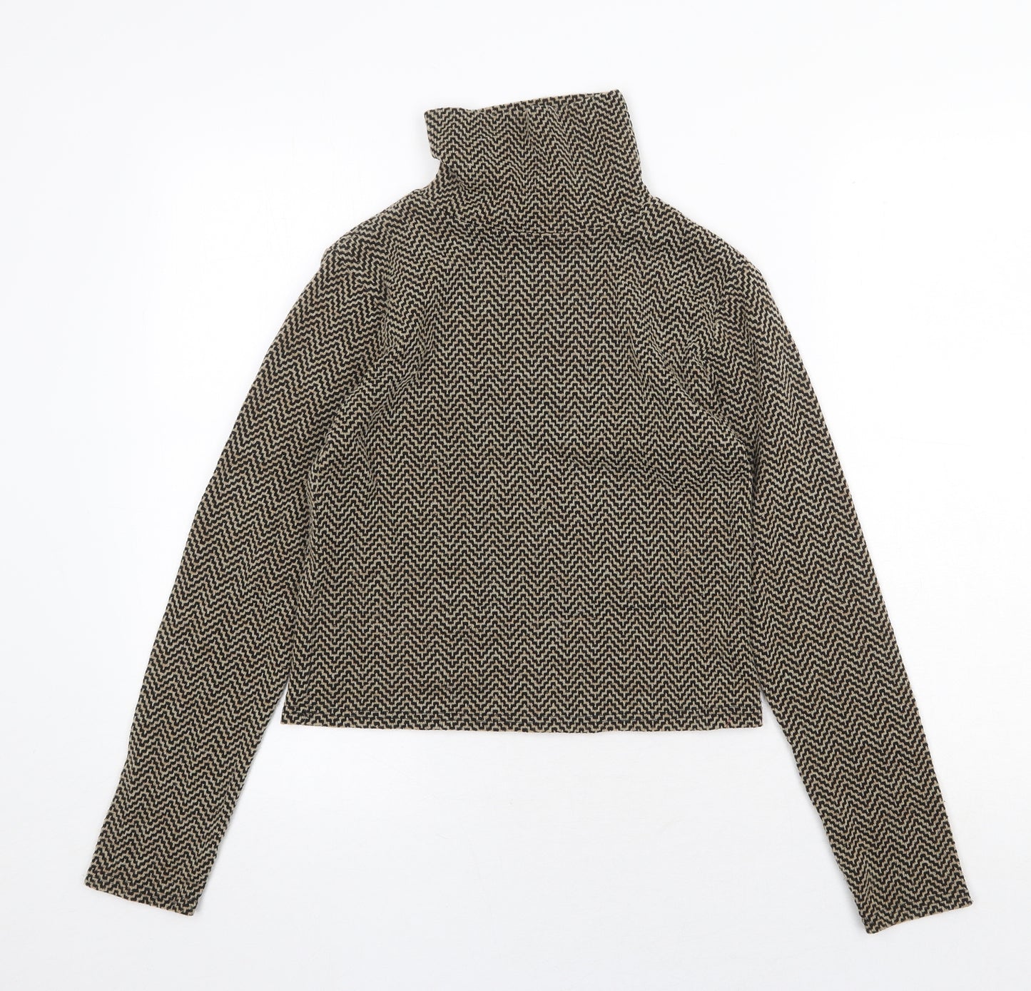 Cooperative Womens Gold Roll Neck Geometric Polyester Pullover Jumper Size XS