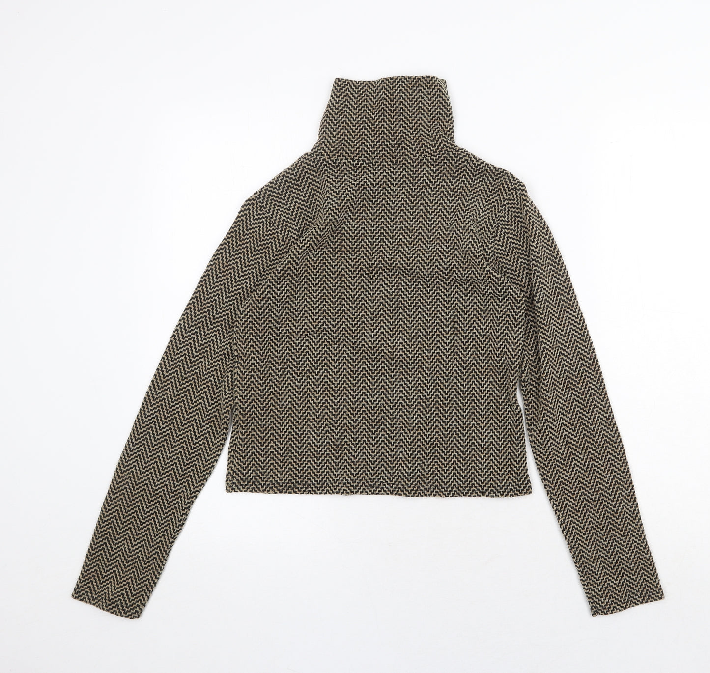 Cooperative Womens Gold Roll Neck Geometric Polyester Pullover Jumper Size XS