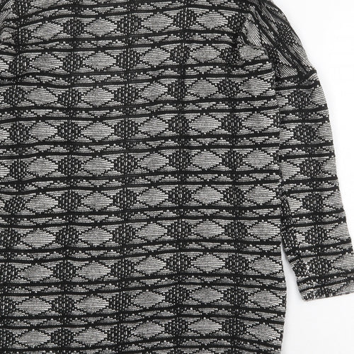 F&F Womens Black V-Neck Geometric Cotton Cardigan Jumper Size 8