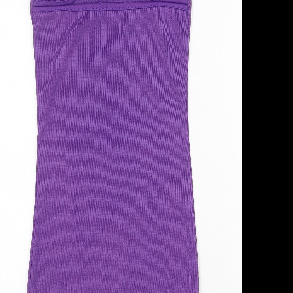 PK Clothing Womens Purple Polyester Bodycon Size S Scoop Neck Pullover - Lace Panel