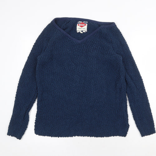 Lee Cooper Womens Blue V-Neck Polyester Pullover Jumper Size 10