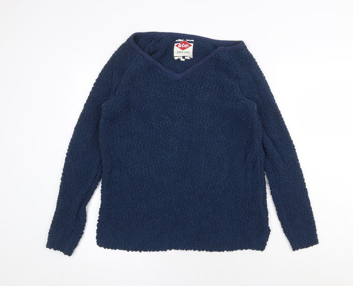 Lee Cooper Womens Blue V-Neck Polyester Pullover Jumper Size 10