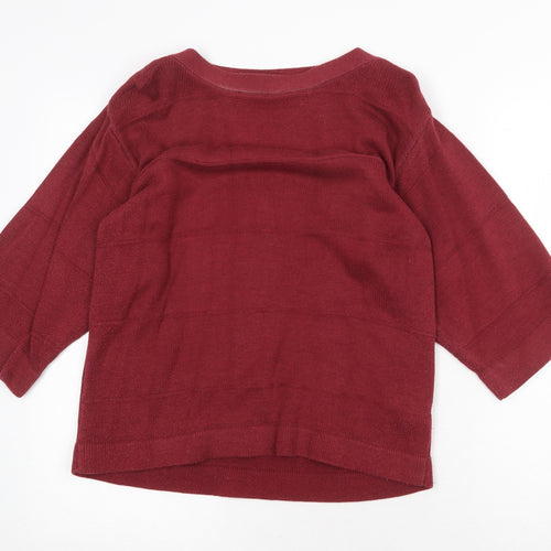Debenhams Womens Red Round Neck Acrylic Pullover Jumper Size 14